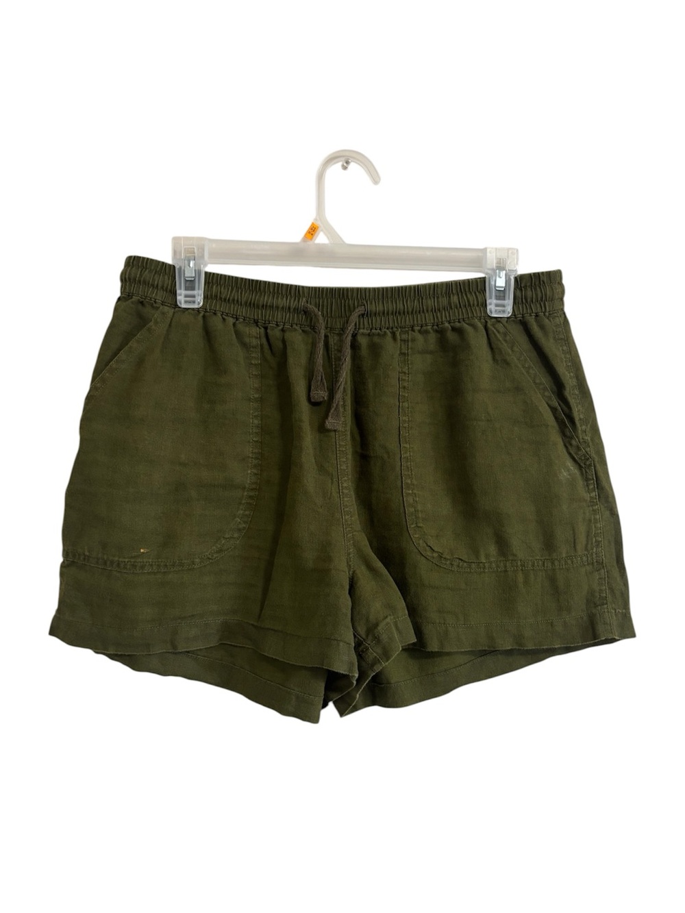 Quince Olive High-Waist Relaxed Linen-Blend Shorts